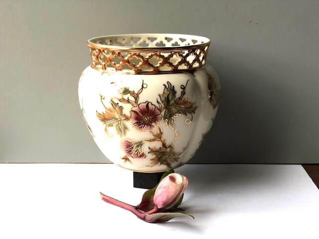 Zsolnay Hungarian Hand Painted Porcelain With Gold.pecs Hungary