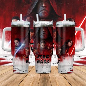 StarWars Mug 40Oz Tumbler, Mandalorian Drinkware, The Last Jedi Baby Yoda Cup, Jedi Darth Vader Tumbler With Handle, Coffee Mug 40oz image 1