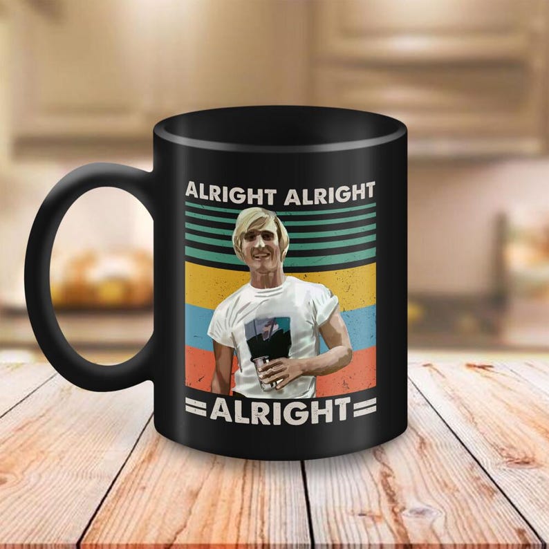 Taza vintage de David Wooderson "Alright Alright Alright", taza de cerámica, decoración para el hogar u oficina, taza de café de película, regalo para fans. imagen 1