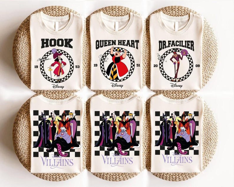 Disneyland Villains Era Shirt, Villains T-Shirt, Hook Queen Heart Dr. Facilier Tee, Maleficent Ursula Cruella Shirt, Disneyland Trip Tees Bild 1