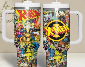 Comic Superhero Inspired Insulated Tumbler With Handle 40oz 30oz 20oz