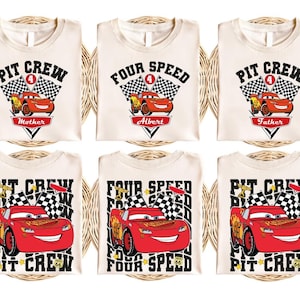 Four Speed Cars Birthday Shirts, Pit Crew Family Shirt, Lightning McQueen Birthday Boy Tee, 2025 Lightning McQueen Birthday Party Shirt image 1