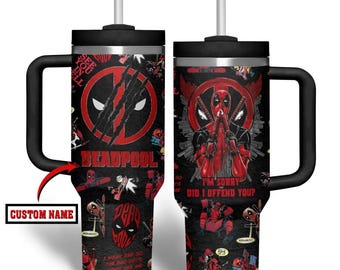 Personalized Superhero Tumbler 40oz, Funny Deadpool Insulated Tumbler, Deadpool Movie Tumbler Cup, Superhero Insulated Tumbler