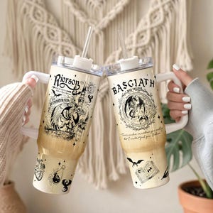 Fourth Wing Engraved 40oz Tumbler, Fly Or Die Tumbler, Iron Flame Tumbler For Her, Dragon Bookish Tumbler, Basgiath War College Cup Gift image 1