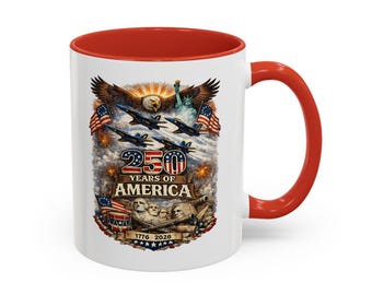 USA 250th Anniversary Patriotic Mug, Independence Day Ceramic Cup
