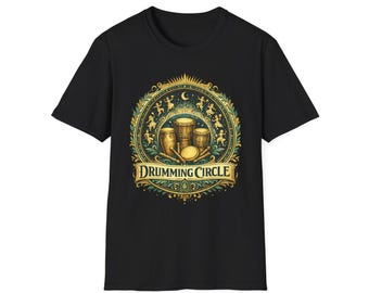Drumming Circle Drum Set Illustration T-Shirt | Percussion Music Tee