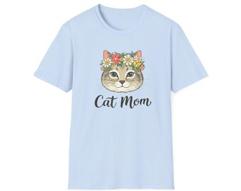 Floral Cat Mom Shirt, Whimsical Tabby Mama Tee, Cat Lover Gift