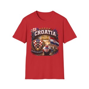 Koszulka kibica Mistrzostw Świata w Chorwacji 2026, herby vintage, flagi w szachownicę zdjęcie 11