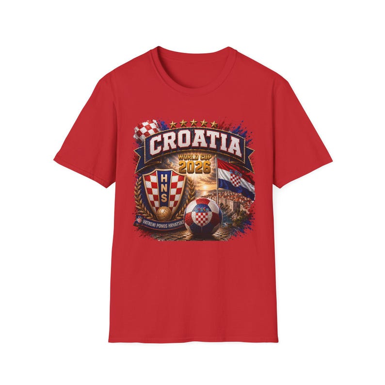 Koszulka kibica Mistrzostw Świata w Chorwacji 2026, herby vintage, flagi w szachownicę zdjęcie 11