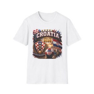 Koszulka kibica Mistrzostw Świata w Chorwacji 2026, herby vintage, flagi w szachownicę zdjęcie 2