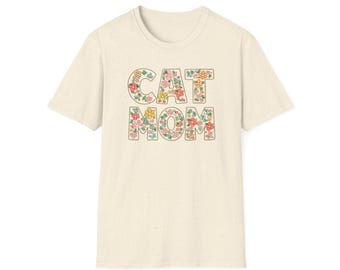 Floral Cat Mom Shirt, Vintage Inspired Mama Tee, Cat Lover Gift