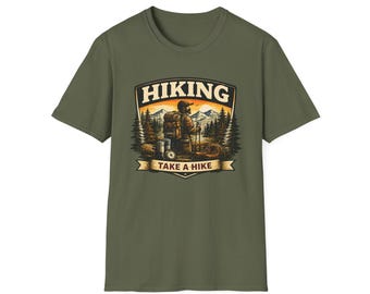 Hiking Take a Hike T-Shirt | Vintage Mountain Forest Hiker Badge