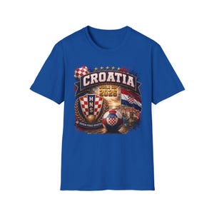 Koszulka kibica Mistrzostw Świata w Chorwacji 2026, herby vintage, flagi w szachownicę zdjęcie 1