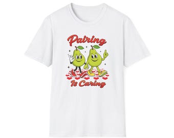 Retro Pear Pairing Is Caring T-Shirt, Whimsical Fruit Graphic Tee