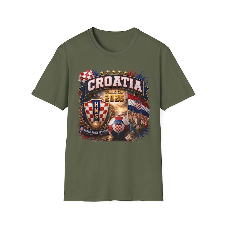 Koszulka kibica Mistrzostw Świata w Chorwacji 2026, herby vintage, flagi w szachownicę zdjęcie 7