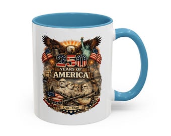 250 Years of America Collage Mug, Patriotic Independence Day Coffee Cup