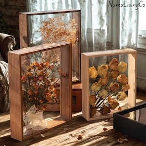 Tiefe Schattenbox aus Holz | Transparente 3D Vitrine für Blumensträuße, Erinnerungsstücke & Andenken