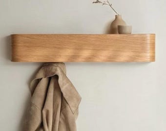 Walnuss-Wand-Kleiderbügel, hölzerner Eingangsbereich-Kleiderständer, minimalistischer Wandhaken-Aufbewahrung