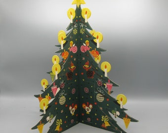 Vintage Large Levison Danish Christmas Tree Advent Calendar Paperboard Die Cut Decoration Denmark