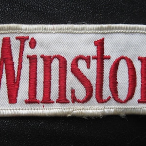Vintage 1970s Winston Cigarettes White Red Embroidered Souvenir Jacket Hat Applique Patch