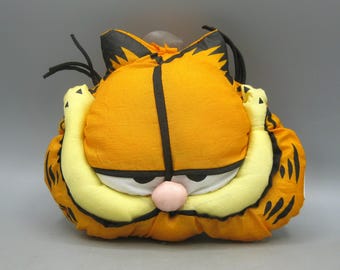 Vintage 1995 Garfield Plush Face Rear Car Window Hanging Cling Suction Cup