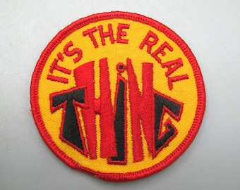 Vintage 70s It&#39;s the REAL THING! Embroidered Jacket Hat Patch