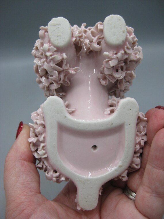 ヴィンテージ 50年代 ピンク 磁器 スパゲッティ フレンチプードル 犬