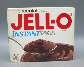 Vintage 80s Jell-O Chocolate Instant Pudding Mix Box
