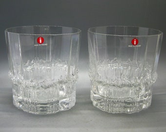 2 Vintage iittala Finland Pallas Glass Old Fashioned Cocktail Glasses