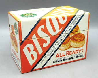 Caja de recetas de cocina de galletas Betty Croker de hojalata litografiada, año 1978