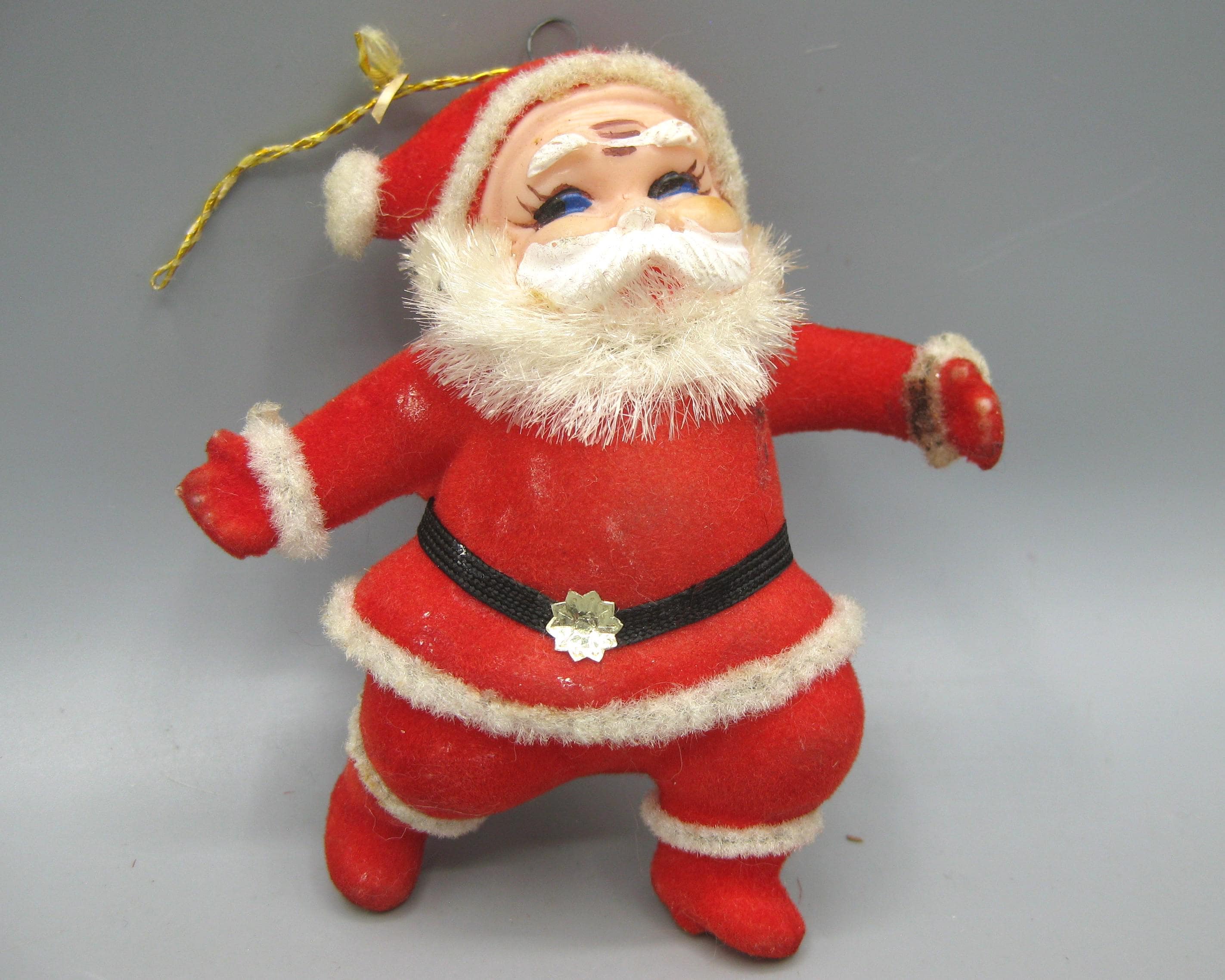 Vintage Flocked Dancing Santa - Etsy