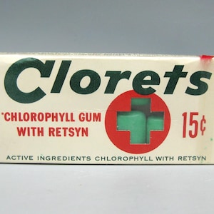Vintage 50s 60s Unopened Clorets Chlorophyll Retsyn Gum Box Gift Sample