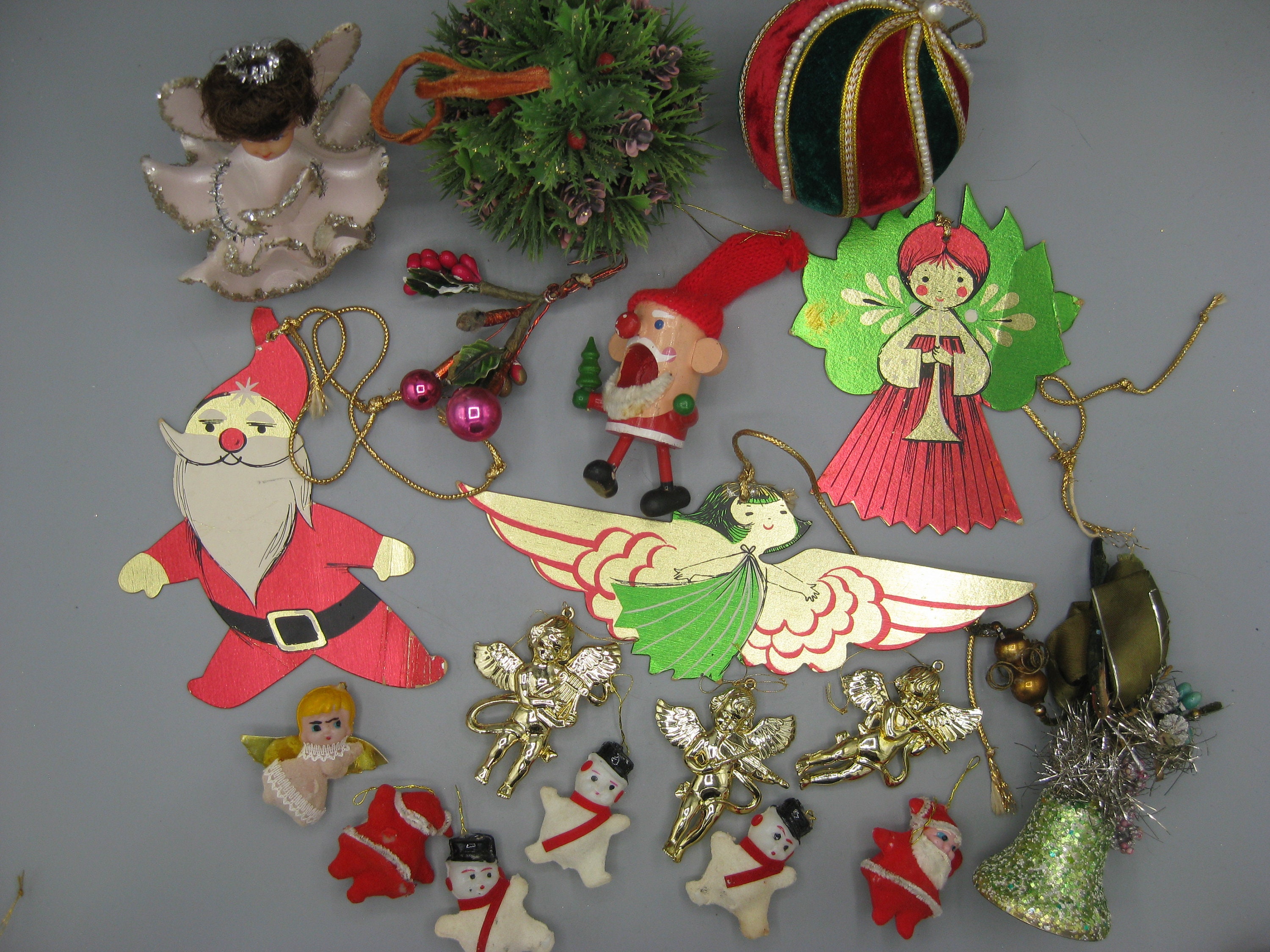 18pcs Vintage 60s Styrofoam Plastic Novelty Flocked Christmas Tree