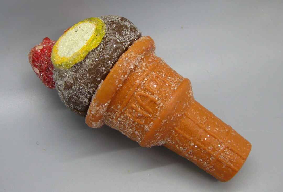 Vintage 60s Crystal Ice Plastic Ice Cream Cone Novelty Christmas Tree