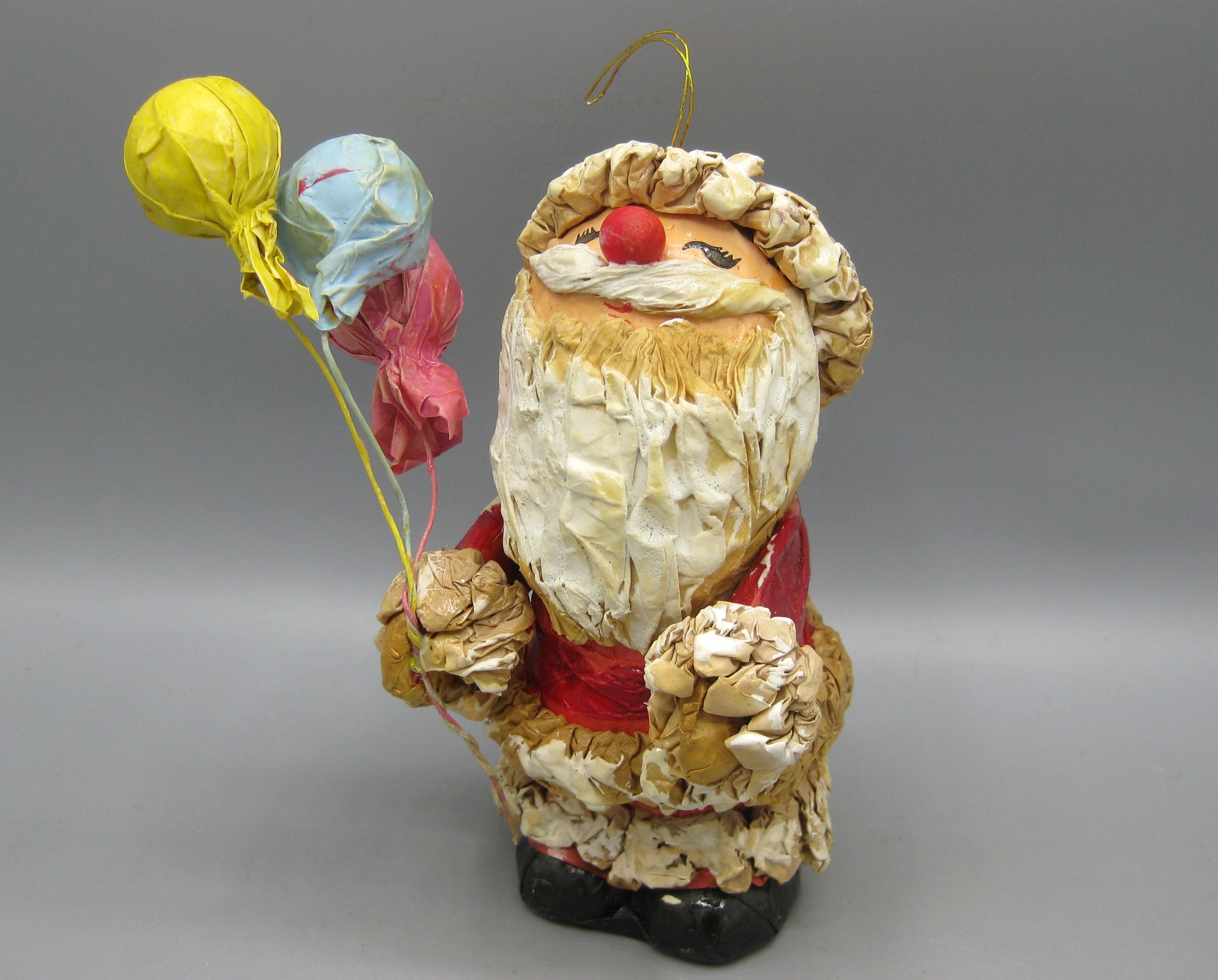 70年代ヴィンテージ紙張り子サンタクロースクリスマスオーナメント大型