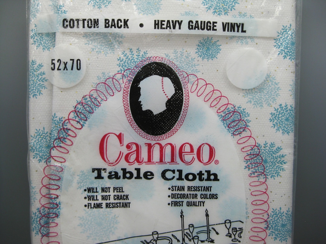Vintage 50s Cameo Plastic Vinyl 52x70 Christmas Snowflake Tablecloth in ...