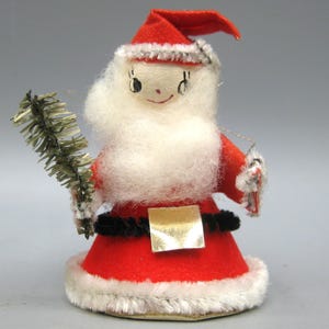 Vintage Putz Chenille Santa Claus Spun Cotton Mini Christmas Ornament