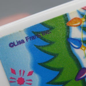 Vintage 80s Lisa Frank Desk Top Note Pad Cube Paper Holder Christmas image 9