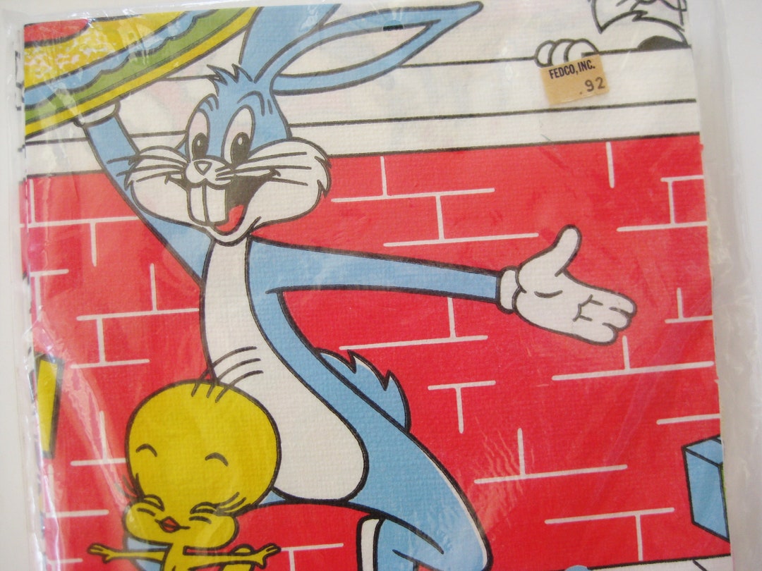 70s Cartoon Rabbit Vintage 70s Bugs Bunny Warner Bros Happy Birthday Party Paper ...