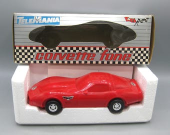 Vintage 80er Jahre Kleine Rote Corvette Druckknopf Telefon Telefon Telemania