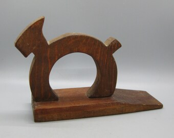 Vintage Art Deco Carved Wood Scottie Dog Wedge Doorstop Door Stopper