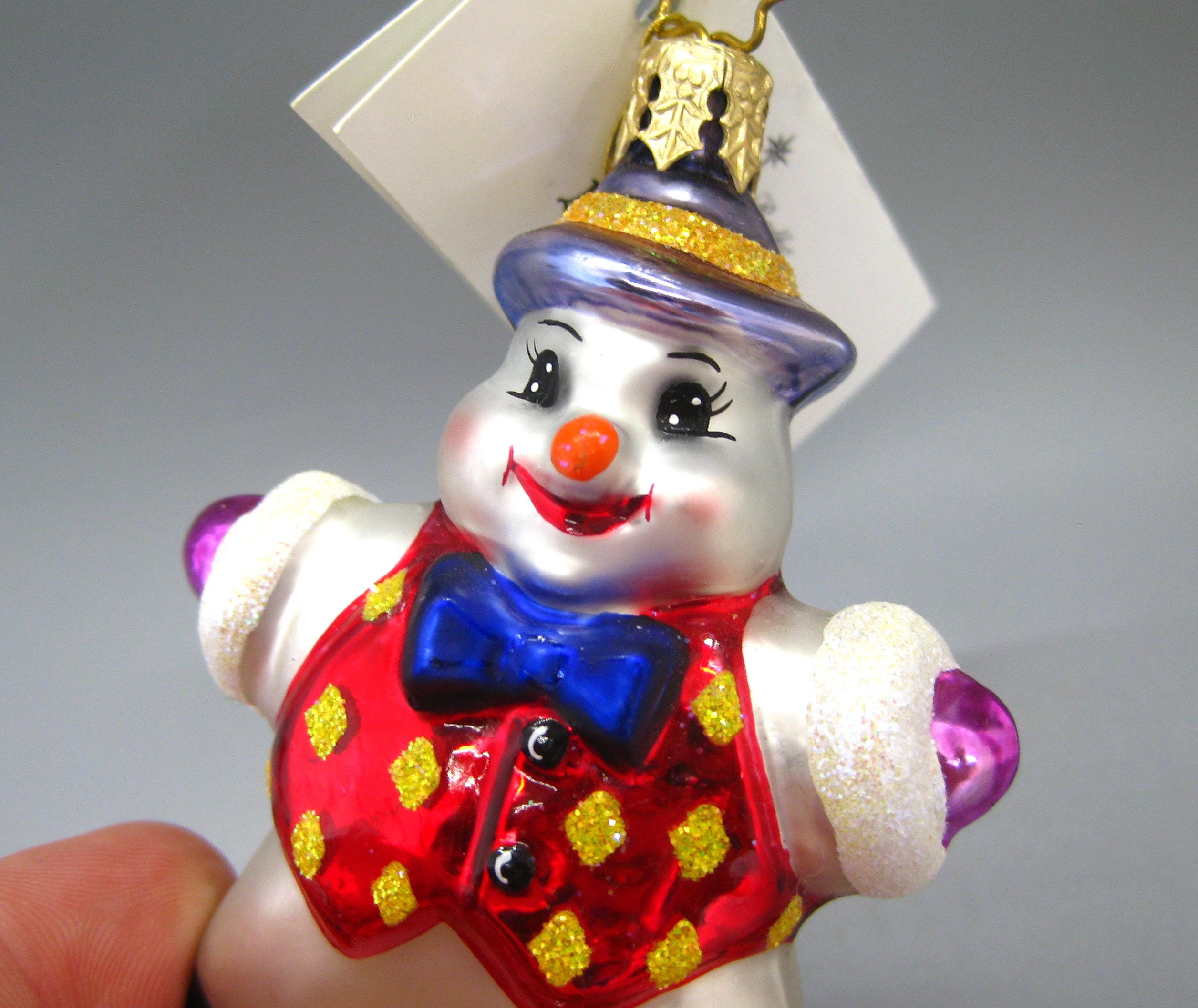 Vintage 2002 Christopher Radko Snow Star Little Gems Snowman Glass
