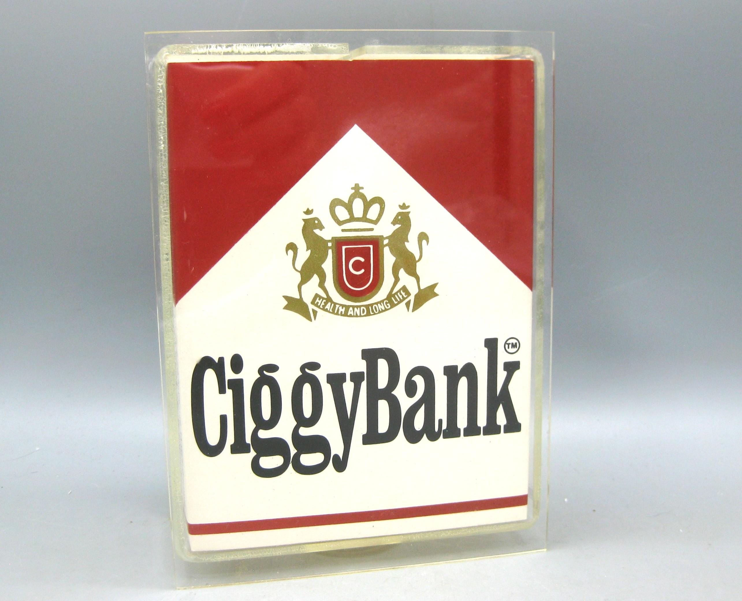 Vintage 70s Acrylic Novely CIGGY BANK Stop Smoking Novelty Coin