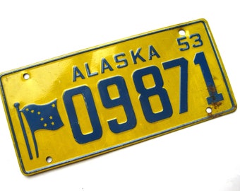 Plaque d'immatriculation miniature en métal pour vélo, Wheaties, Alaska State, 1953