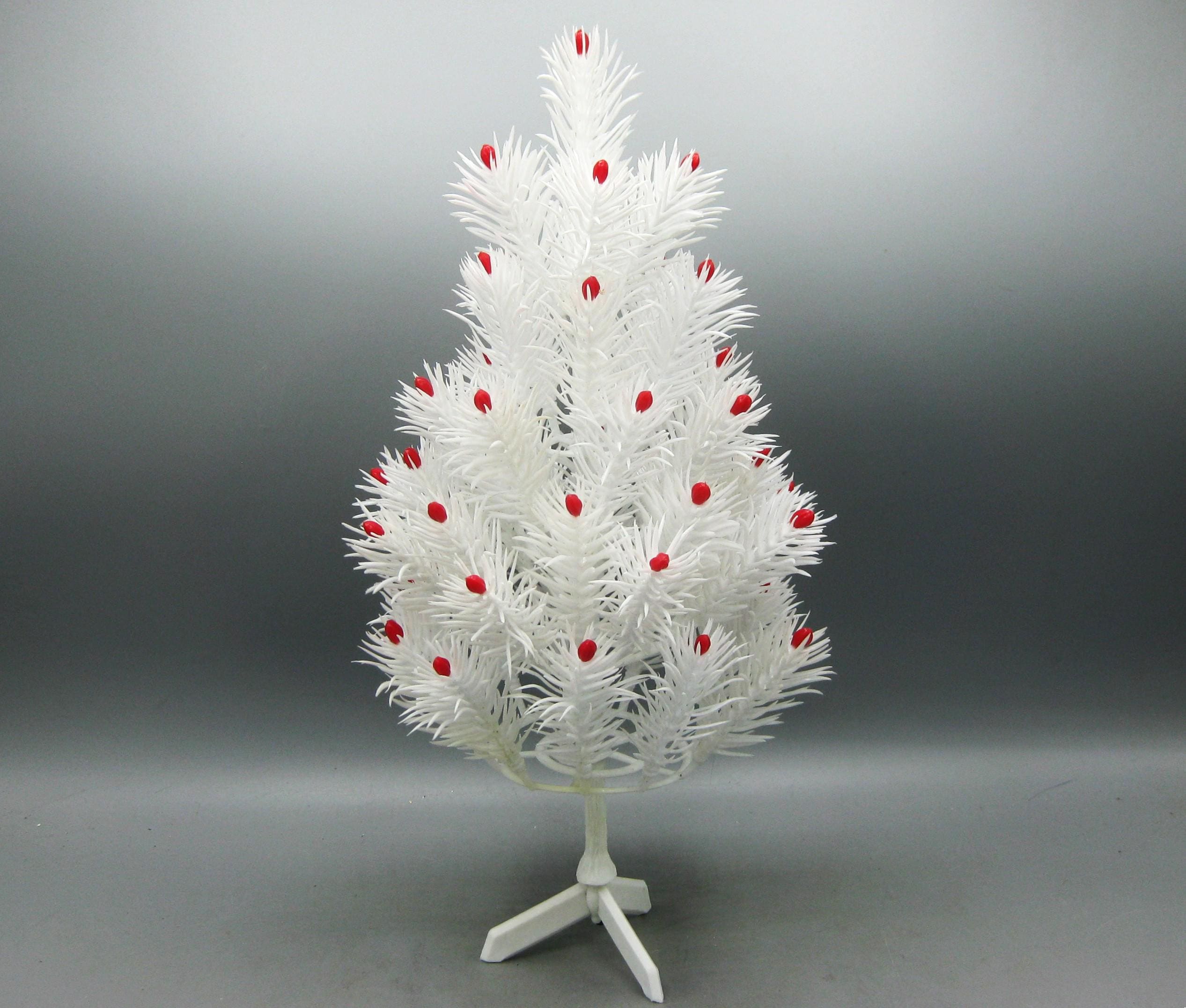 Vintage 70er Jahre weißer Kunststoff 30 cm Tisch Weihnachtsbaum