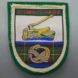 Vintage Gilwell Park Scouting Camp London England Embroidered Green Felt Souvenir Jacket Patch