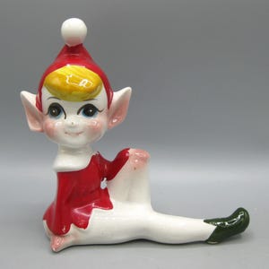 Figurina vintage in ceramica degli anni &#39;50, Geni Pixie Elf Genie
