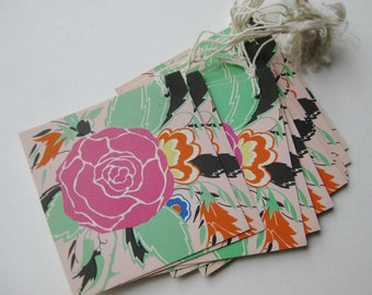 12 Vintage 20s Buzza Art Deco Pink Rose Floral Paper Bridge Tally Score Cards