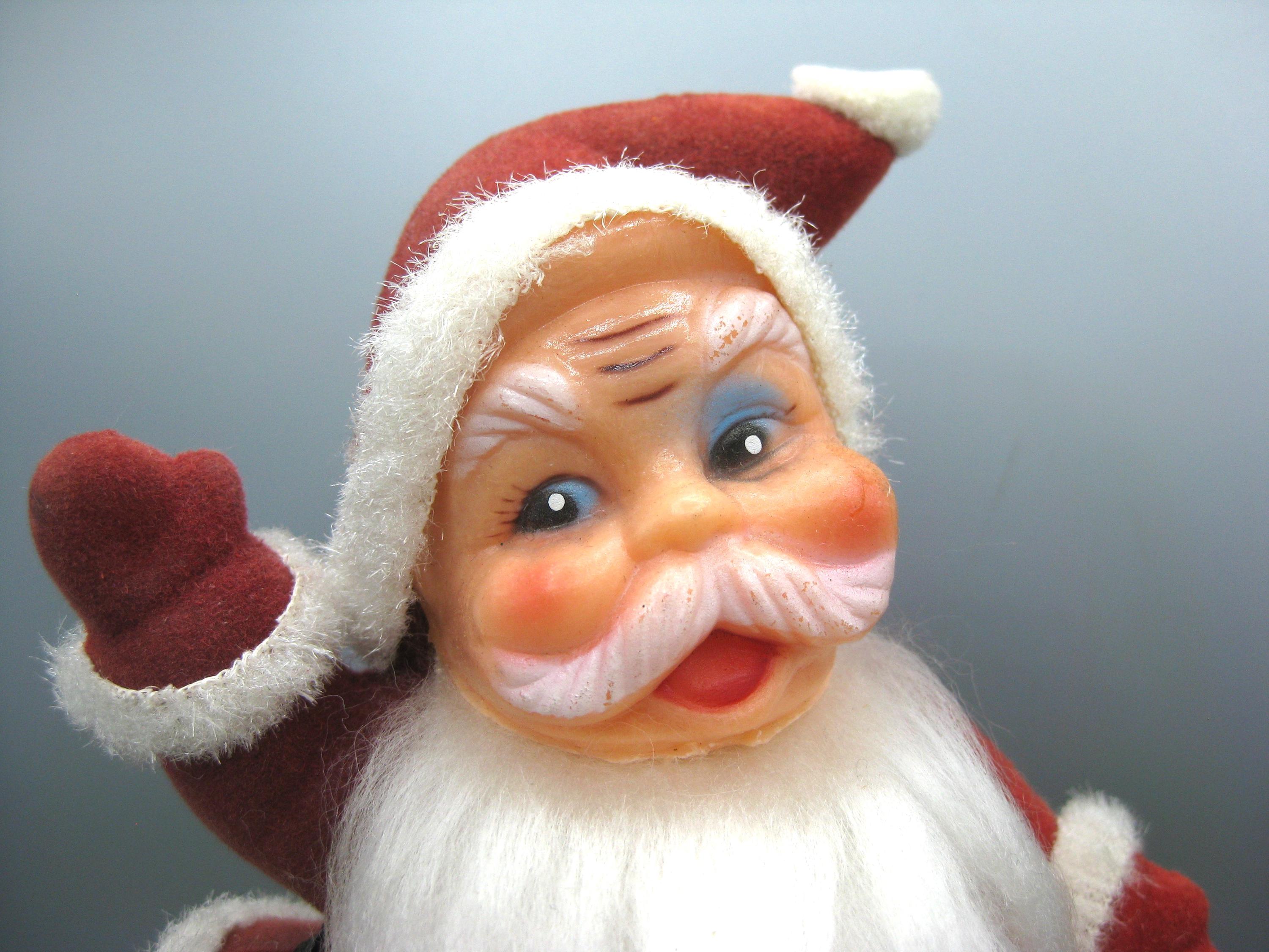 Vintage Flocked Dancing Santa Claus Christmas Tabletop Musical
