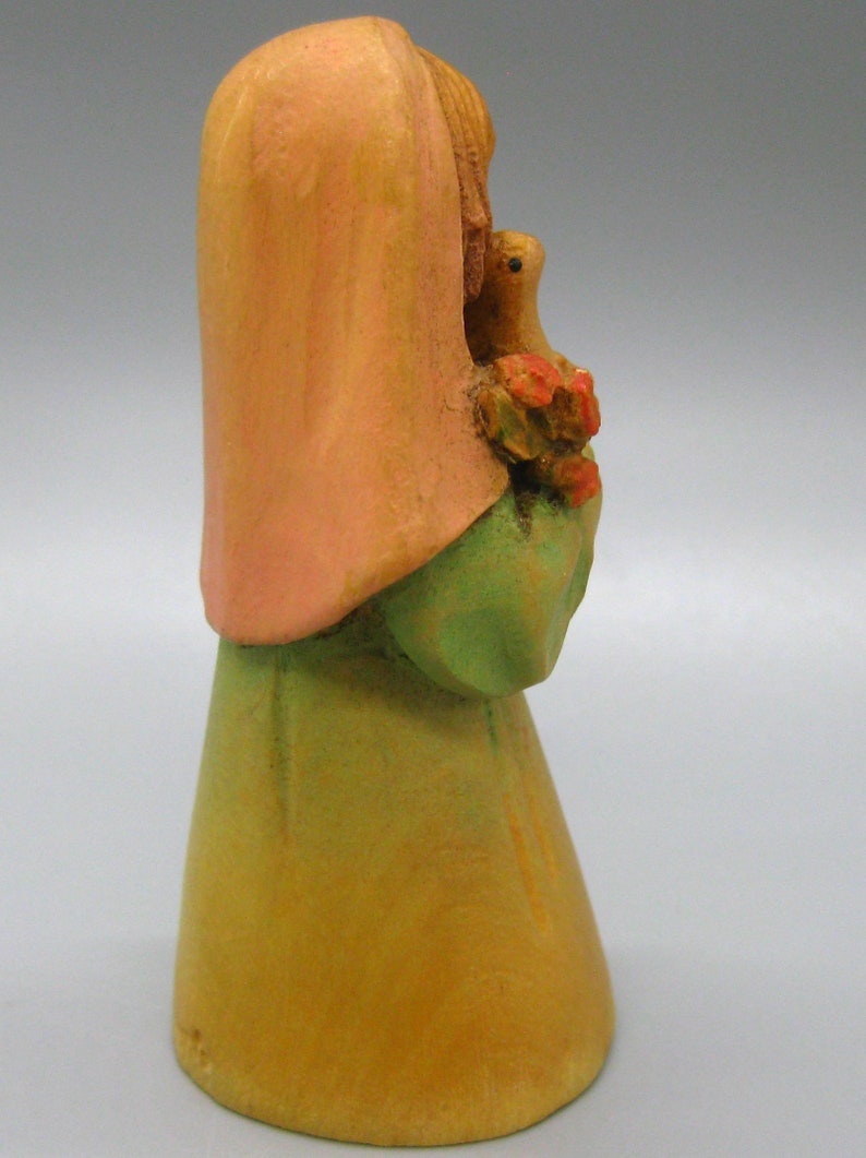 Vintage Anri Juan Ferrandiz Carved Wood Girl with Dove 3 Figurine image 7